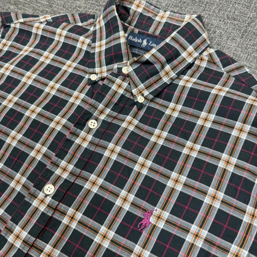 Ralph Lauren Shirt Mens‎ L Pink Gray Plaid Long Sleeve Button Down Classic Fit
